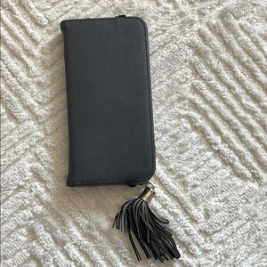 Chic Black Phone Holder Wallet with Tassel and Zipper